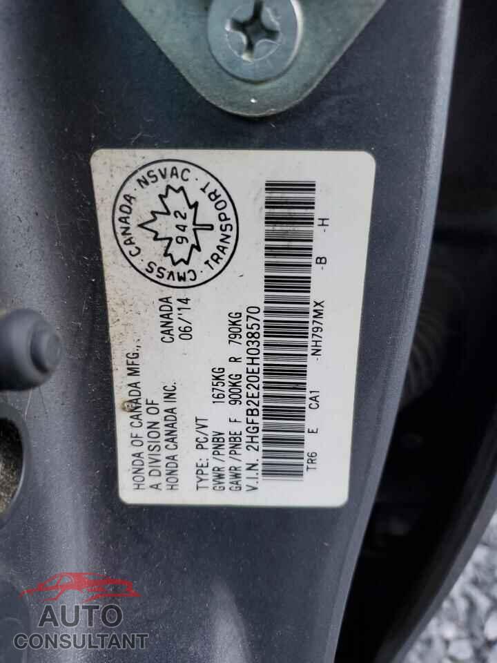 HONDA CIVIC 2014 - 2HGFB2E20EH038570