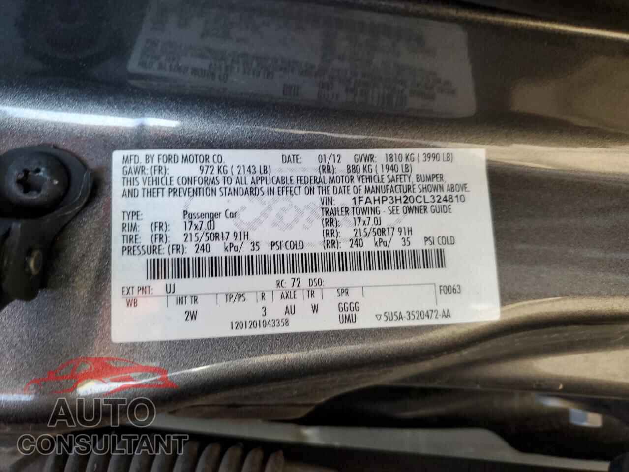 FORD FOCUS 2012 - 1FAHP3H20CL324810