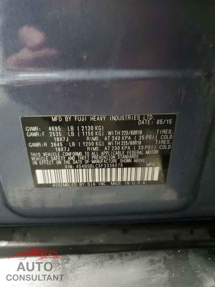 SUBARU OUTBACK 2015 - 4S4BSBLC5F3338078