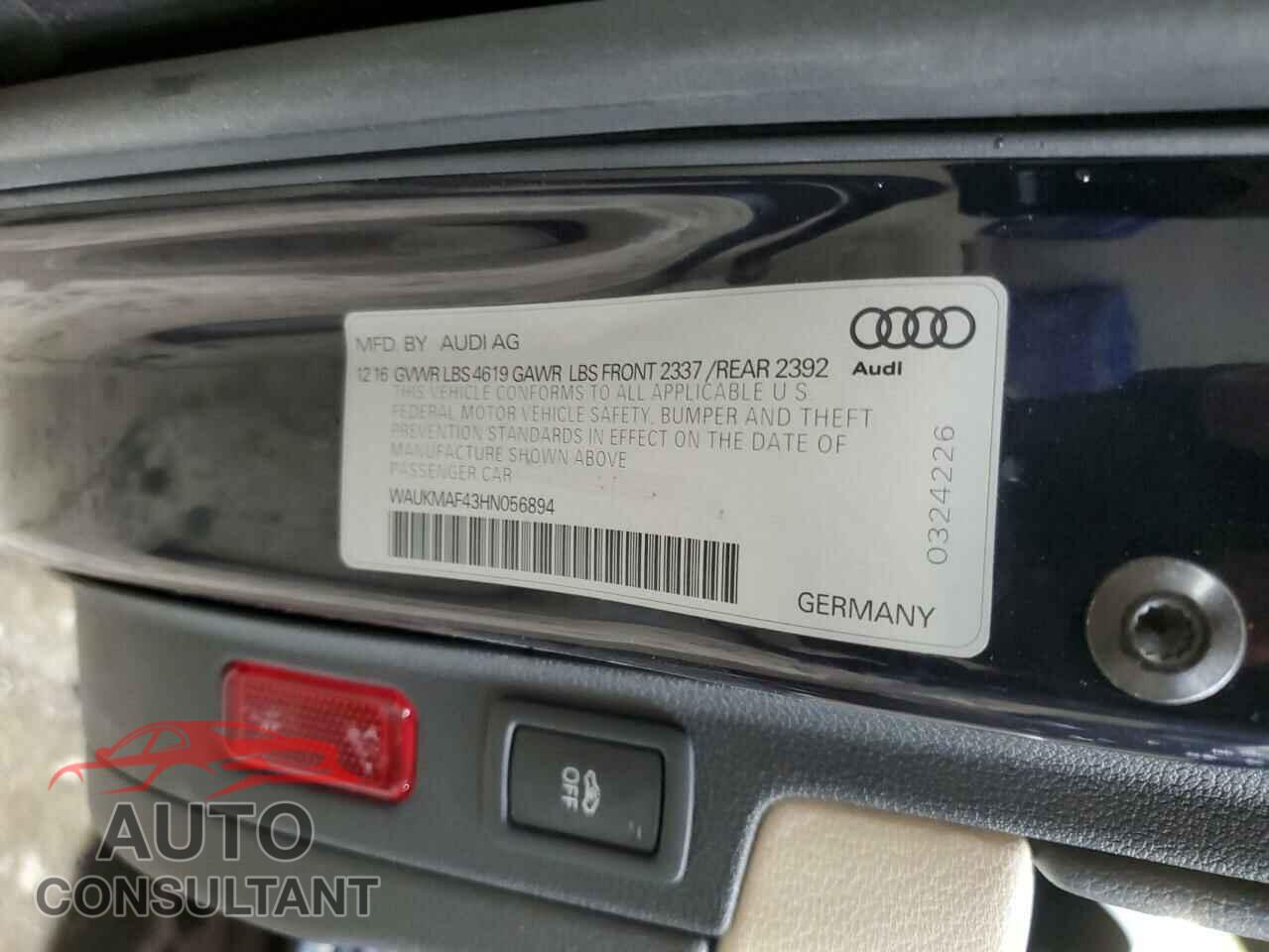 AUDI A4 2017 - WAUKMAF43HN056894