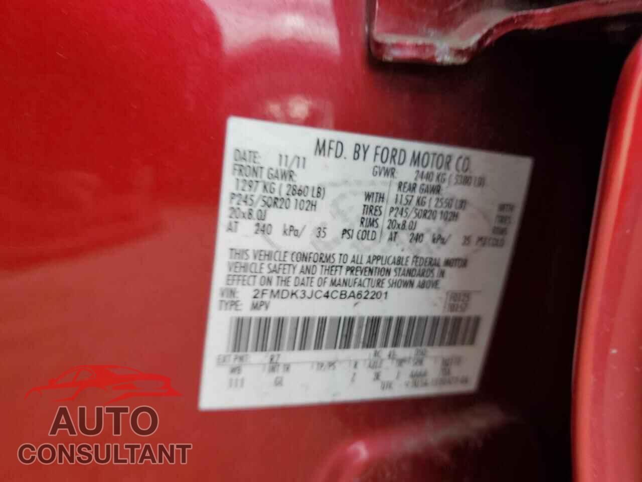 FORD EDGE 2012 - 2FMDK3JC4CBA62201