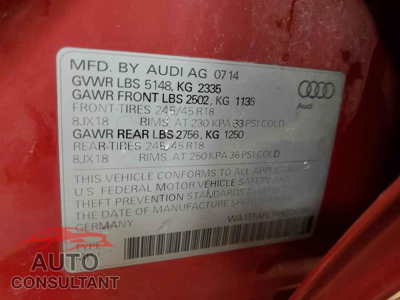 AUDI A4 2015 - WA1TFAFL1FA024761