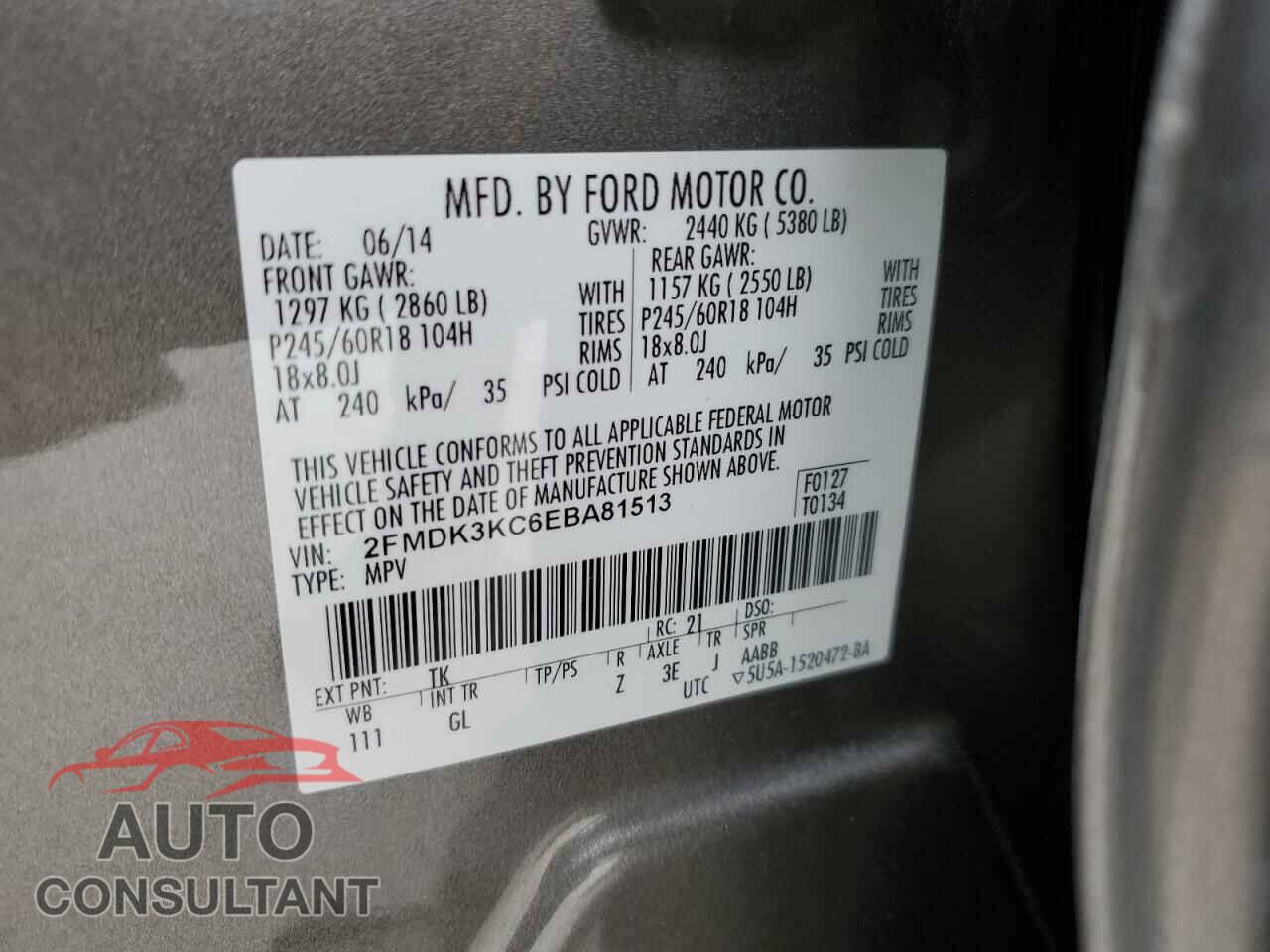 FORD EDGE 2014 - 2FMDK3KC6EBA81513