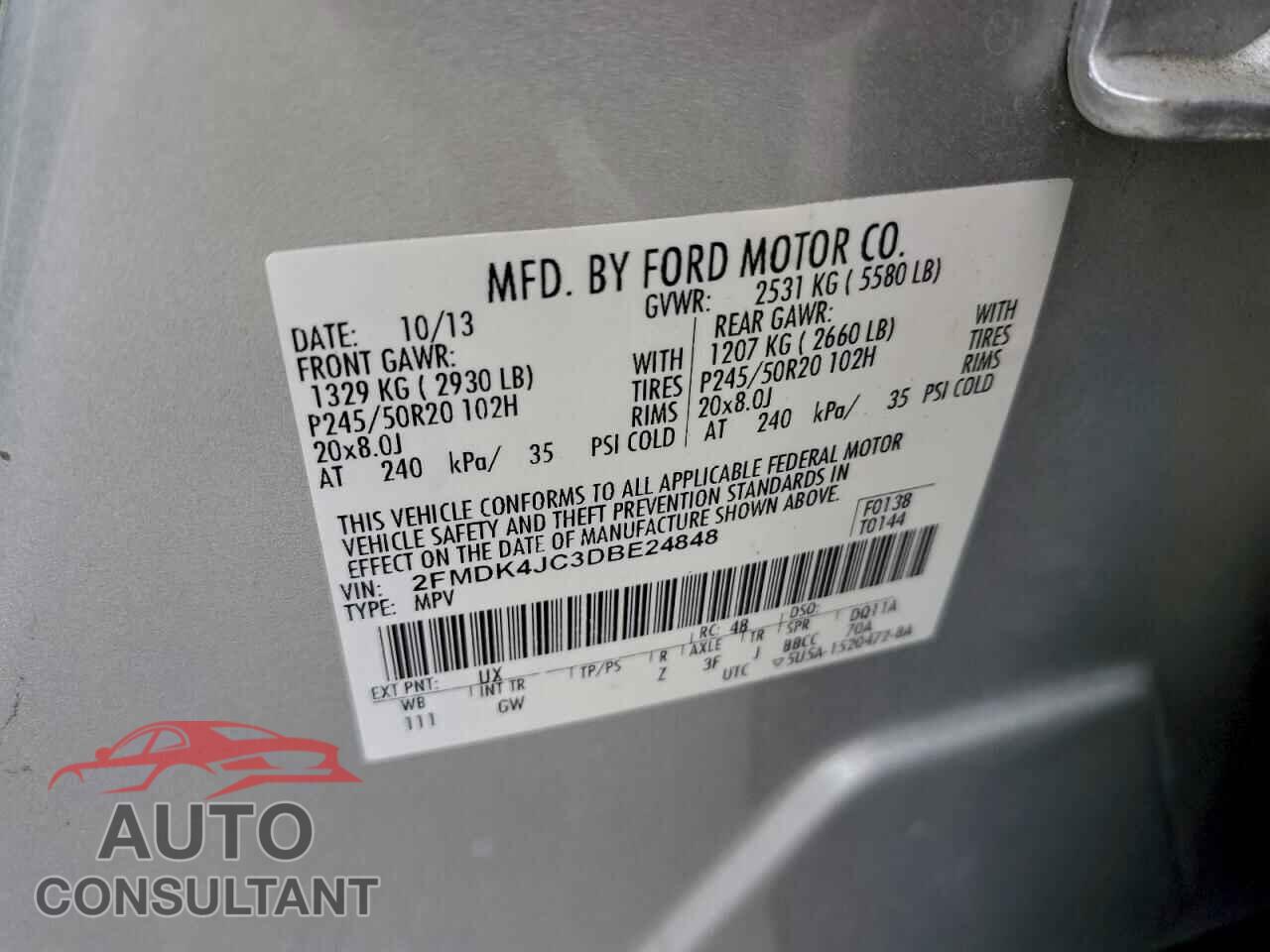 FORD EDGE 2013 - 2FMDK4JC3DBE24848
