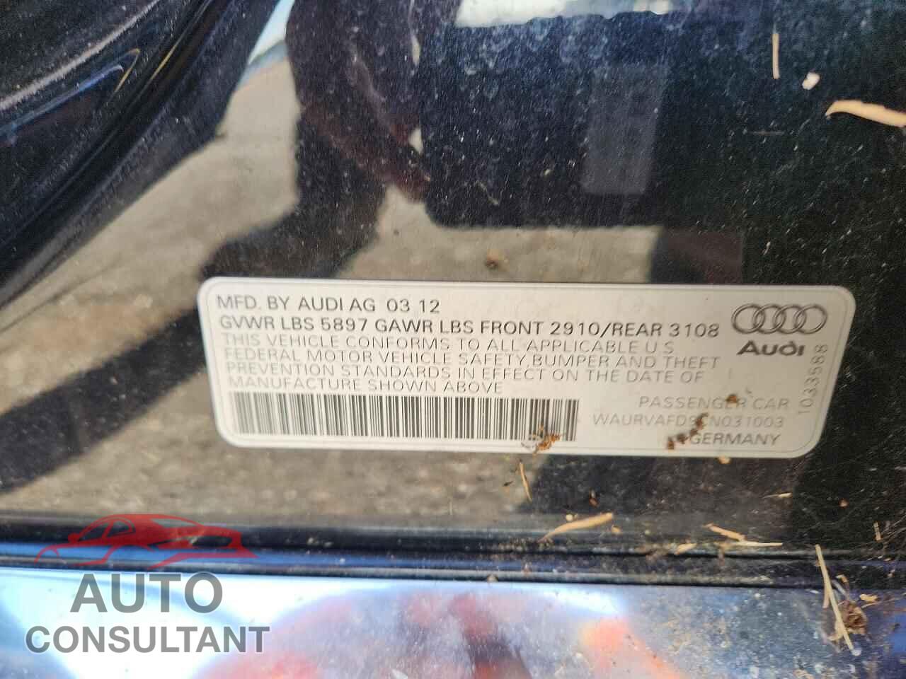 AUDI A8 2012 - WAURVAFD9CN031003