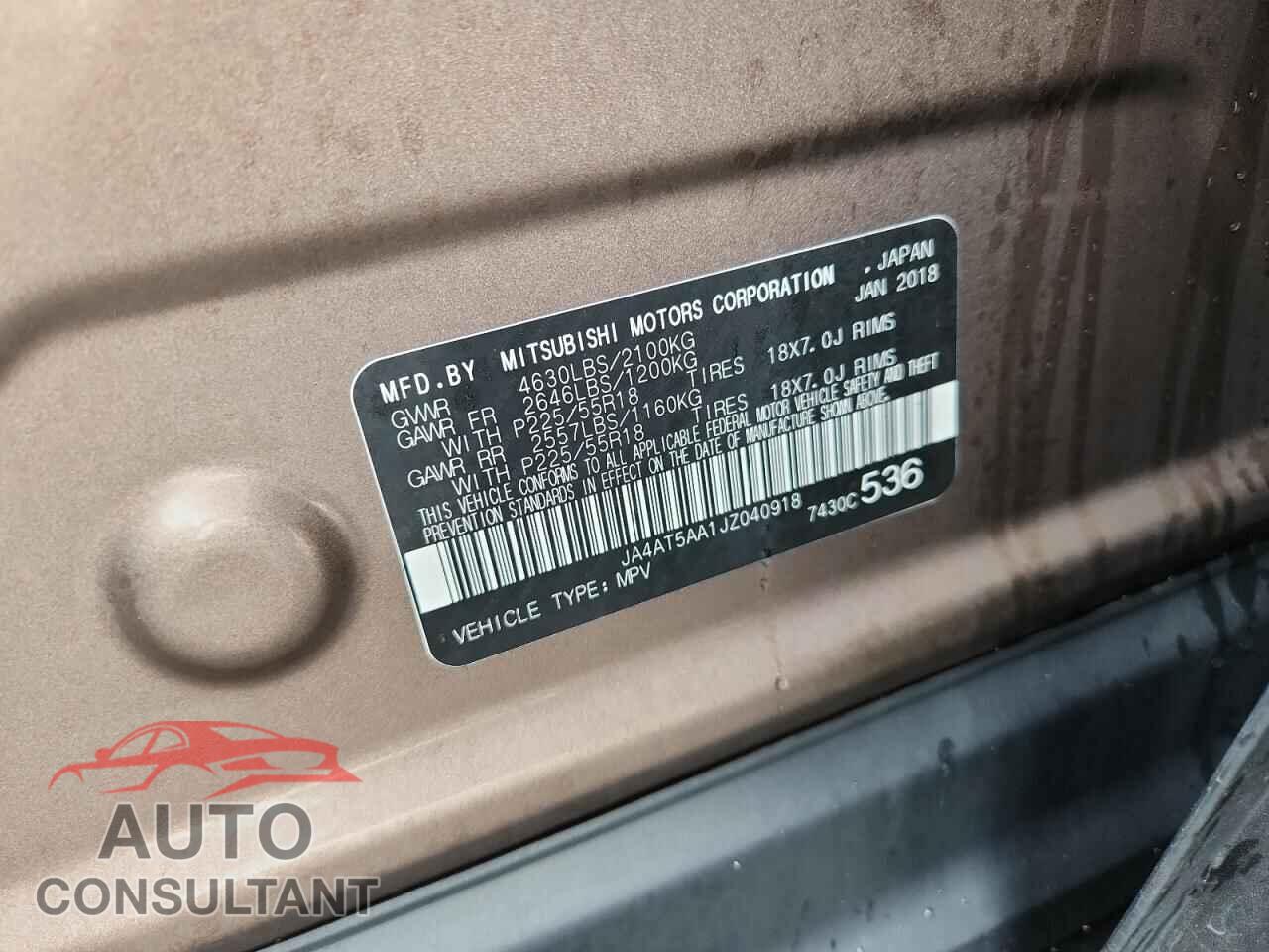 MITSUBISHI ECLIPSE 2018 - JA4AT5AA1JZ040918