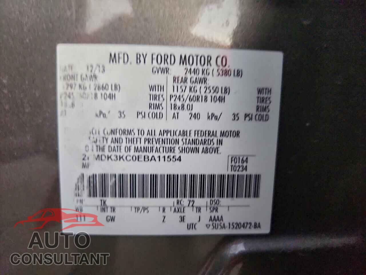 FORD EDGE 2014 - 2FMDK3KC0EBA11554