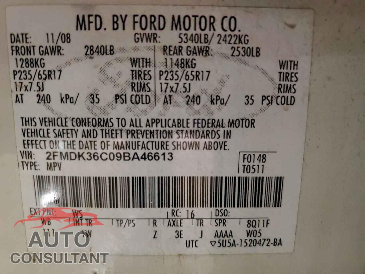 FORD EDGE 2009 - 2FMDK36C09BA46613