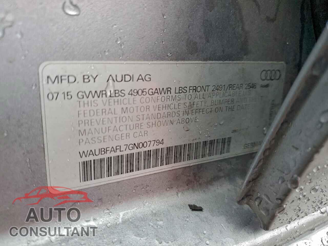 AUDI A4 2016 - WAUBFAFL7GN007794