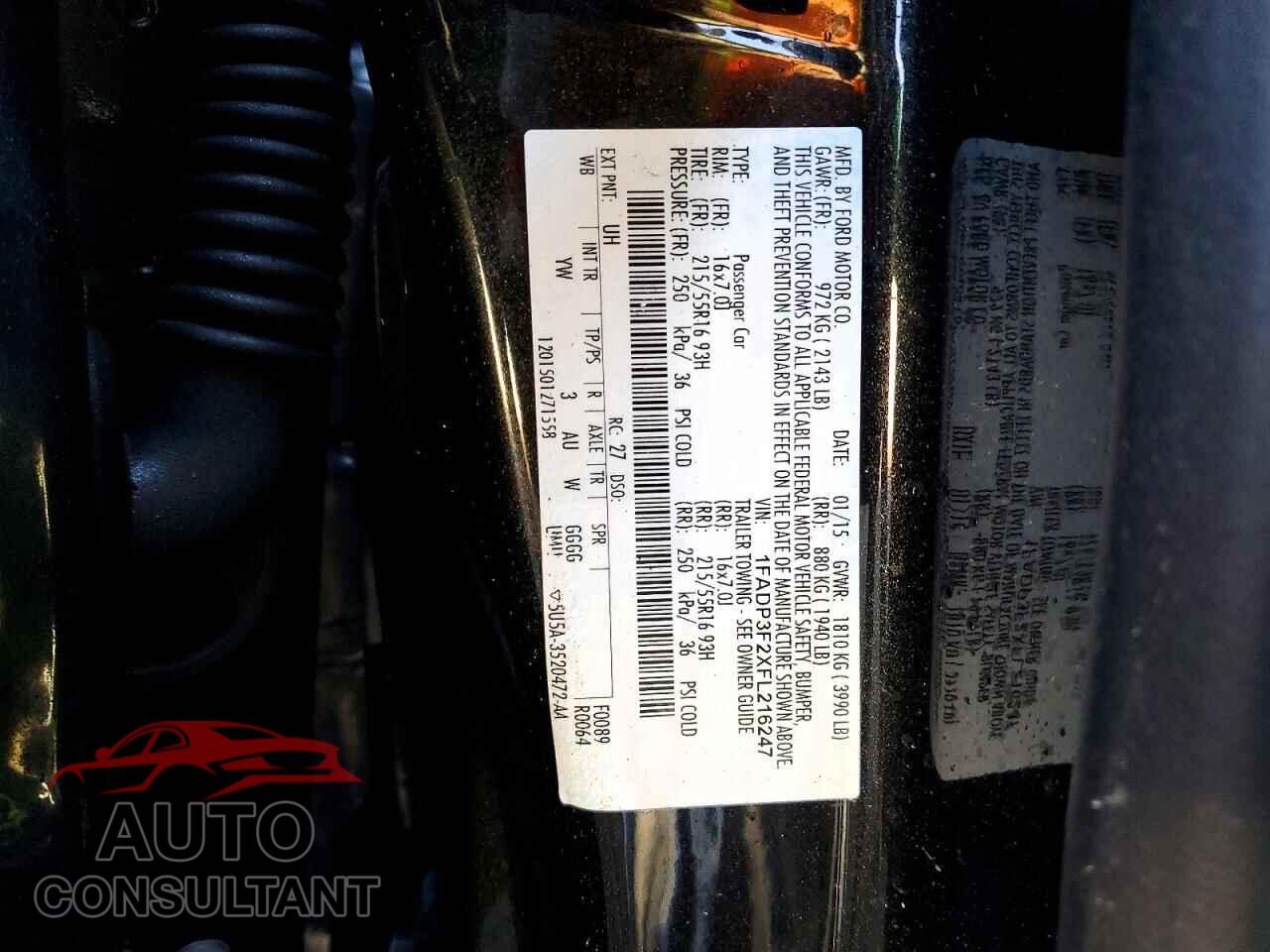FORD FOCUS 2015 - 1FADP3F2XFL216247
