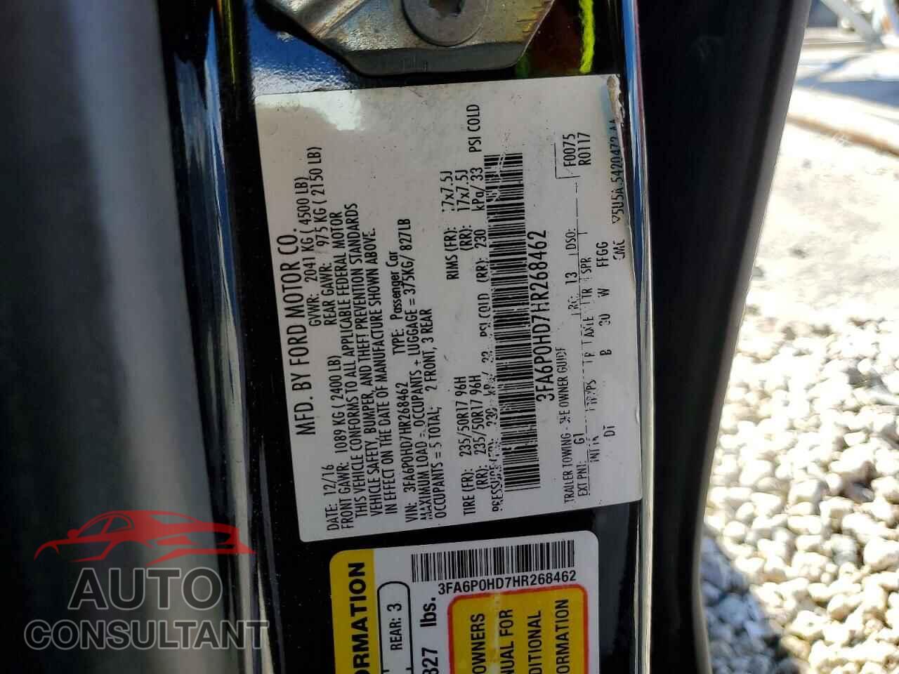 FORD FUSION 2017 - 3FA6P0HD7HR268462