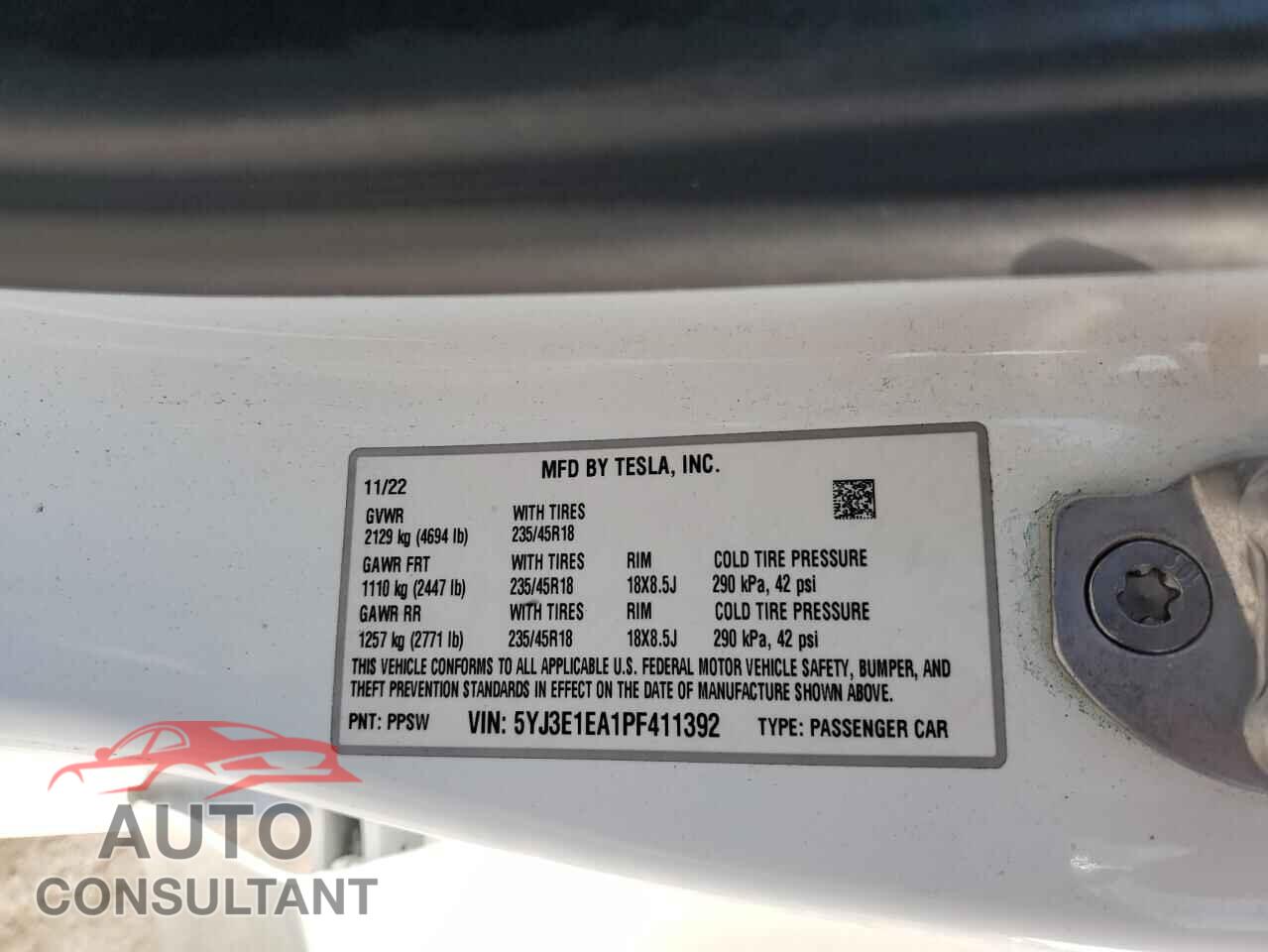 TESLA MODEL 3 2023 - 5YJ3E1EA1PF411392