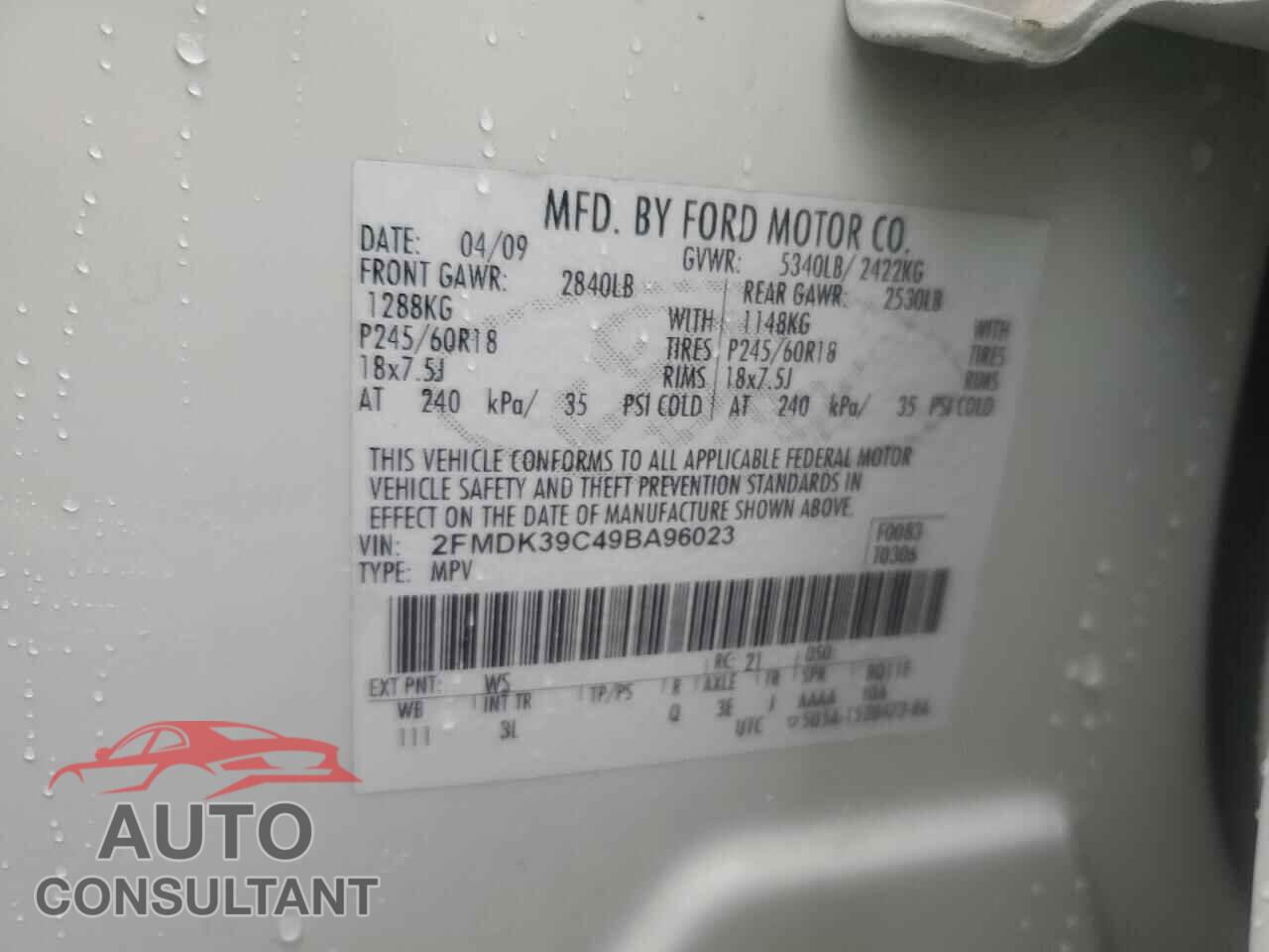 FORD EDGE 2009 - 2FMDK39C49BA96023