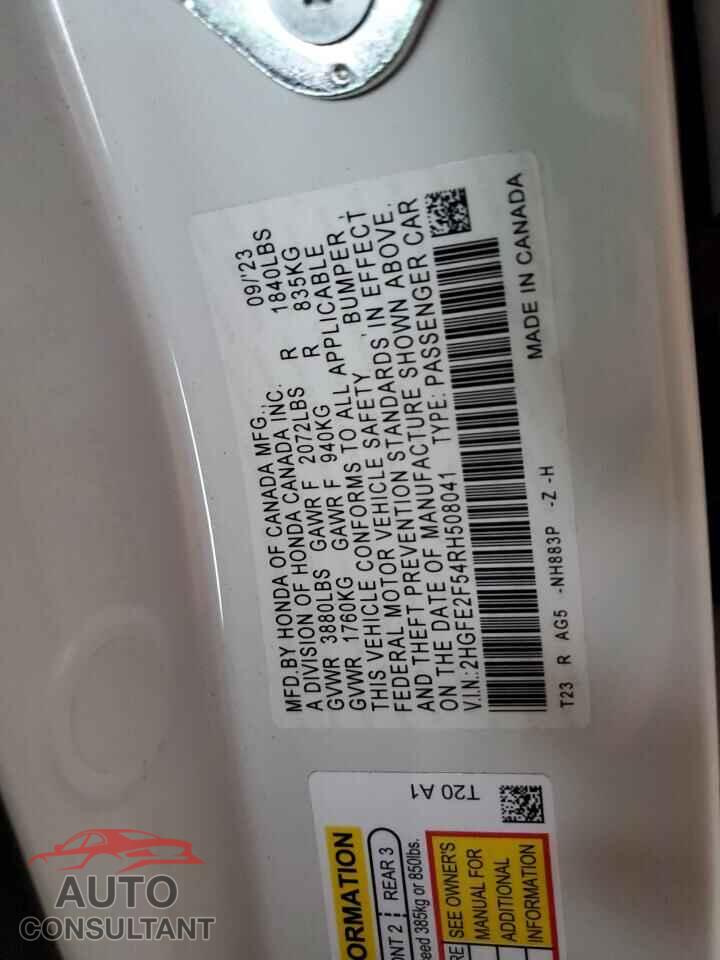 HONDA CIVIC 2024 - 2HGFE2F54RH508041