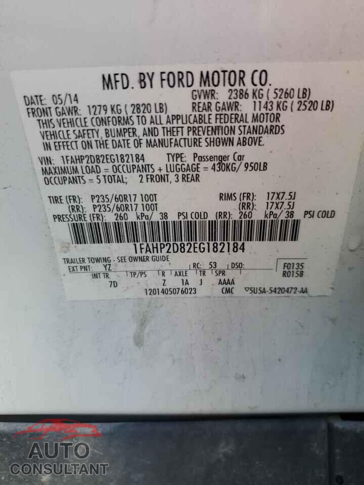 FORD TAURUS 2014 - 1FAHP2D82EG182184