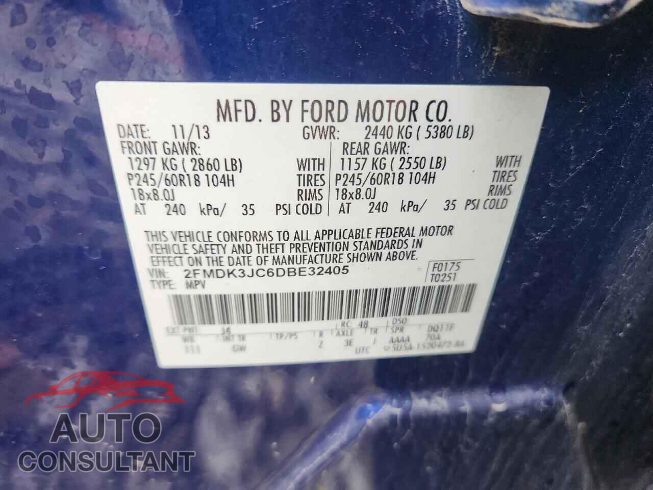 FORD EDGE 2013 - 2FMDK3JC6DBE32405