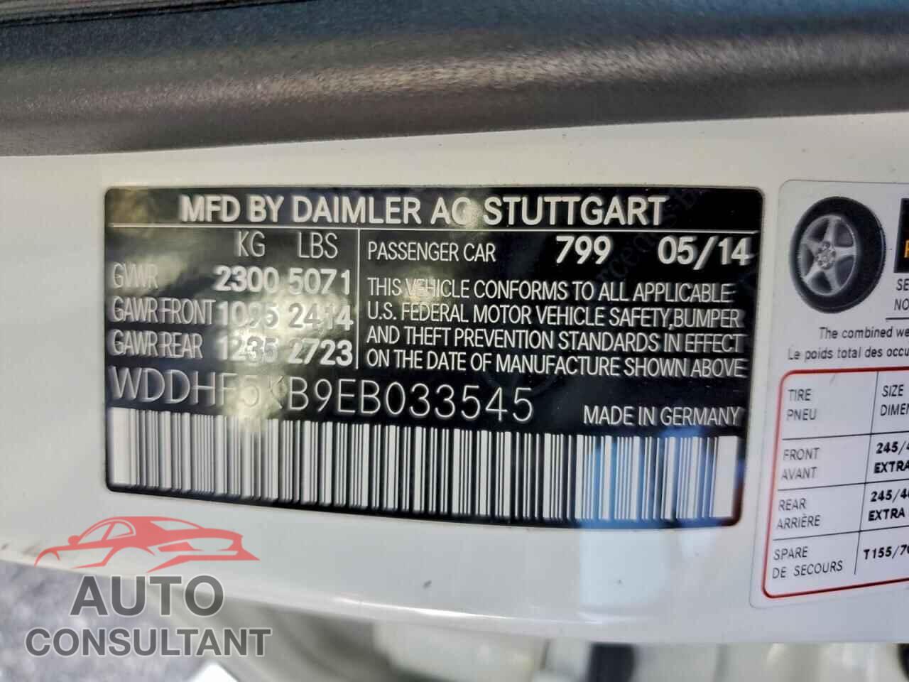 MERCEDES-BENZ E-CLASS 2014 - WDDHF5KB9EB033545