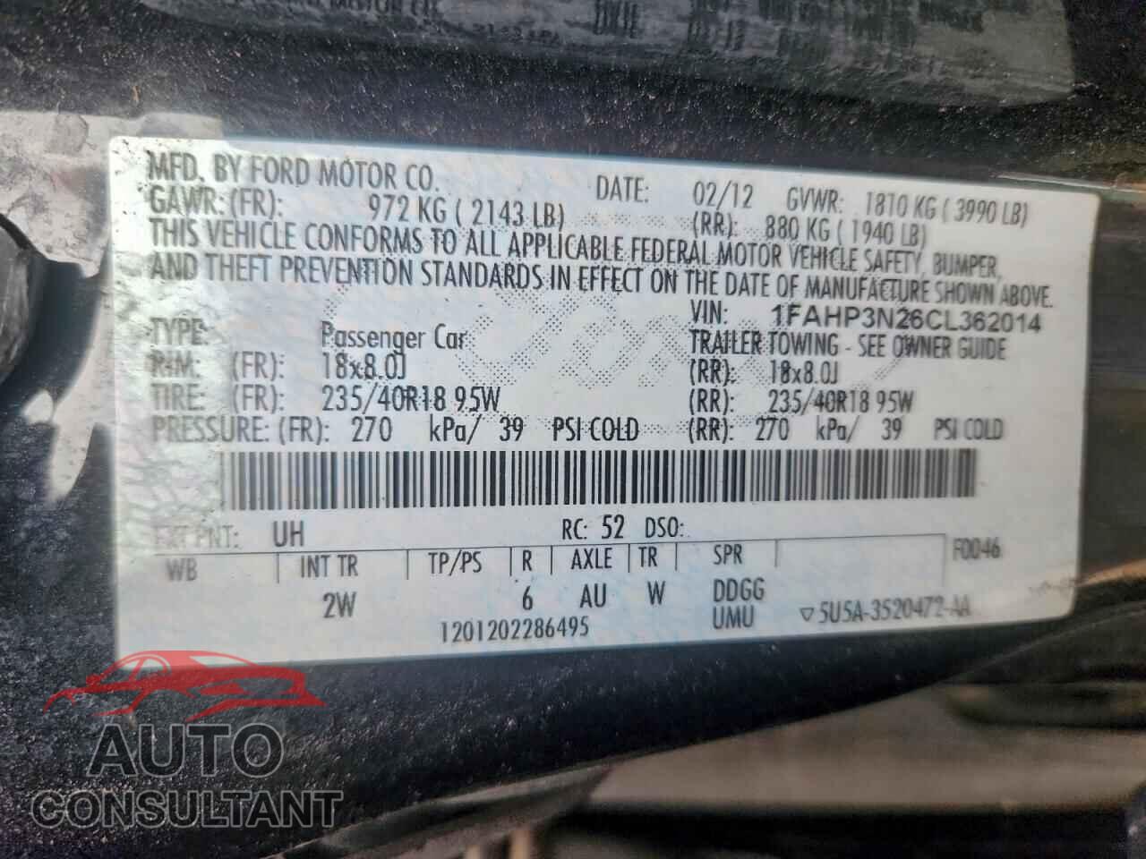 FORD FOCUS 2012 - 1FAHP3N26CL362014