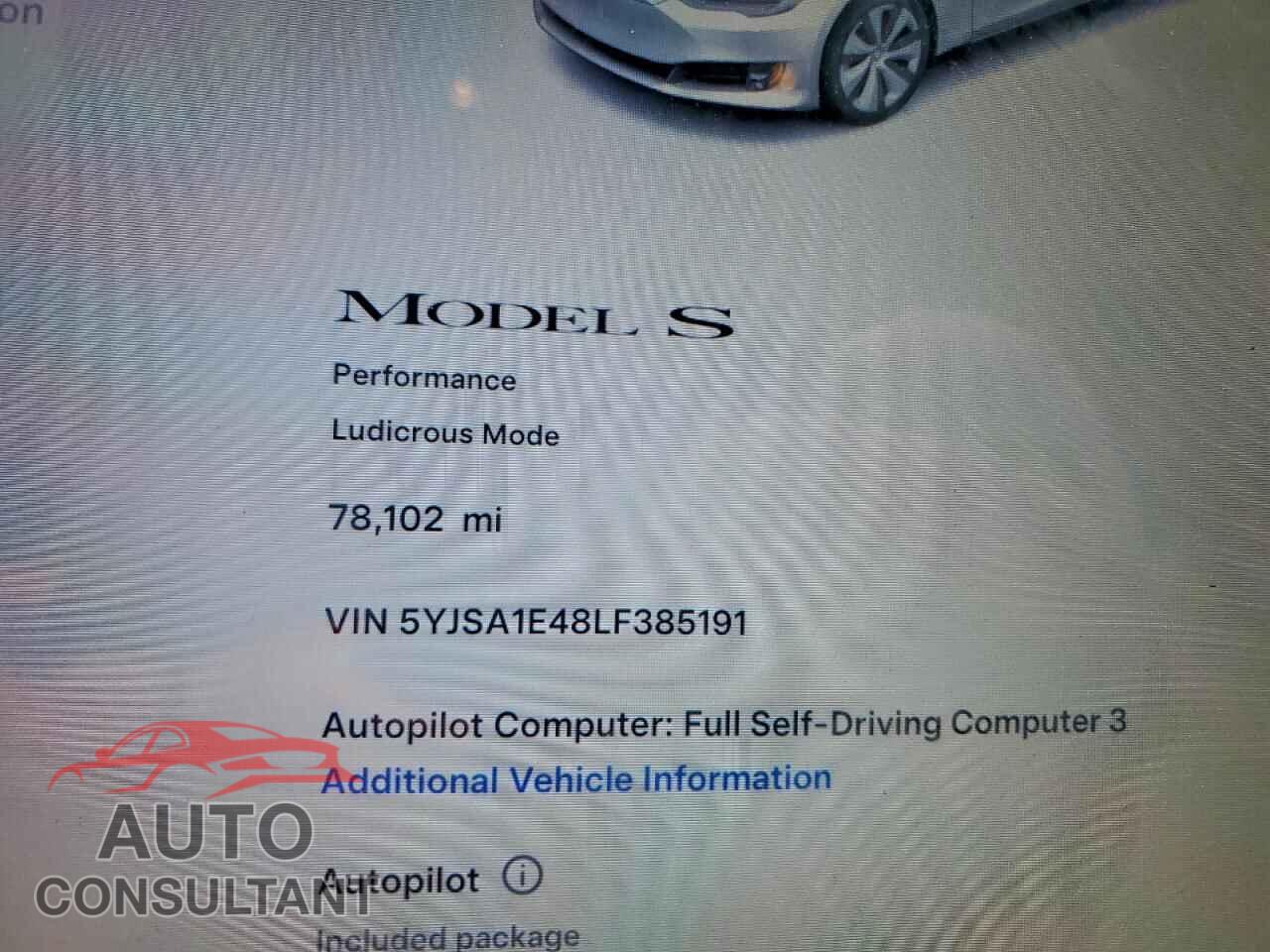 TESLA MODEL S 2020 - 5YJSA1E48LF385191