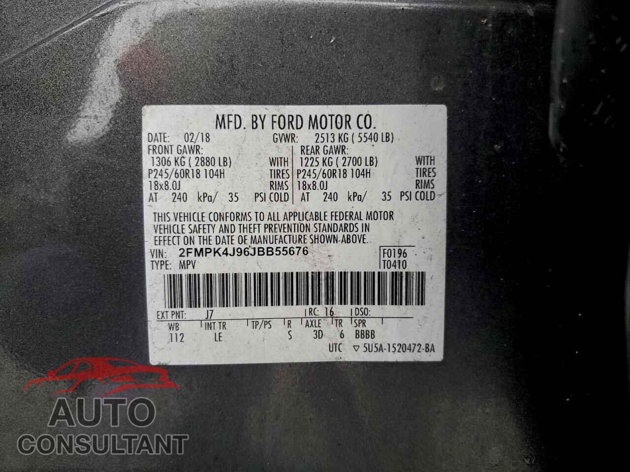 FORD EDGE 2018 - 2FMPK4J96JBB55676