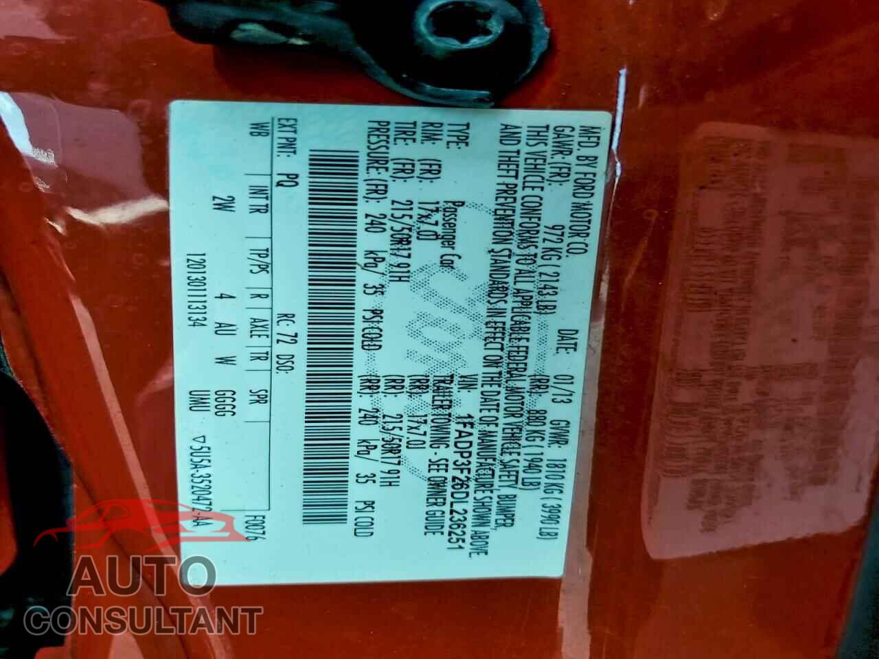 FORD FOCUS 2013 - 1FADP3F26DL236251