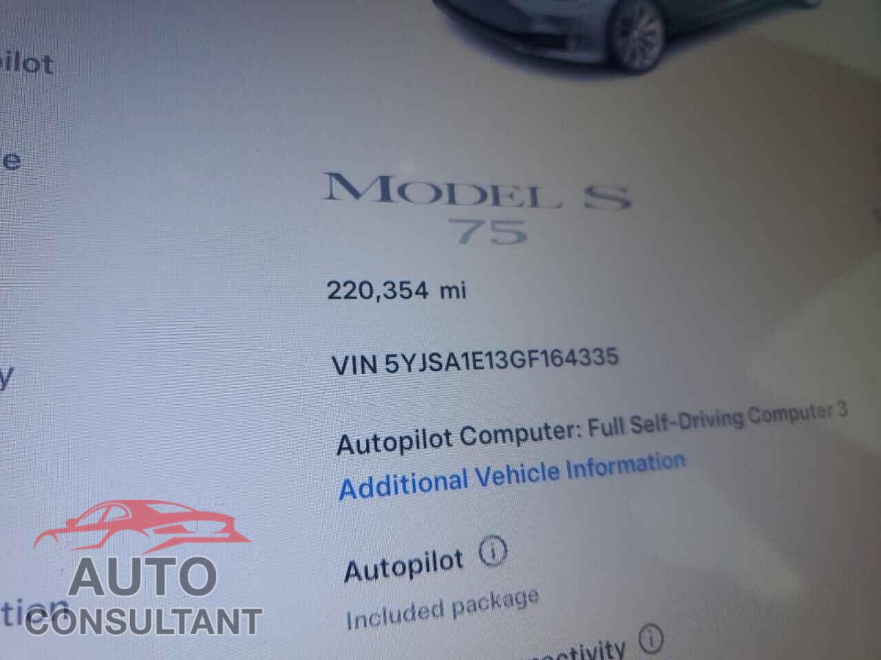 TESLA MODEL S 2016 - 5YJSA1E13GF164335