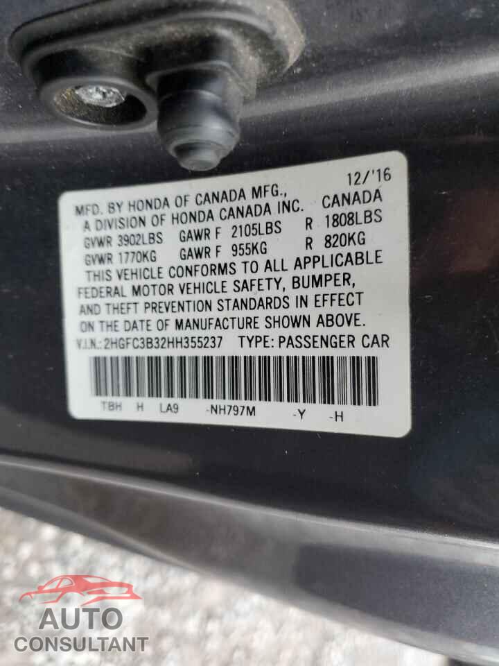HONDA CIVIC 2017 - 2HGFC3B32HH355237