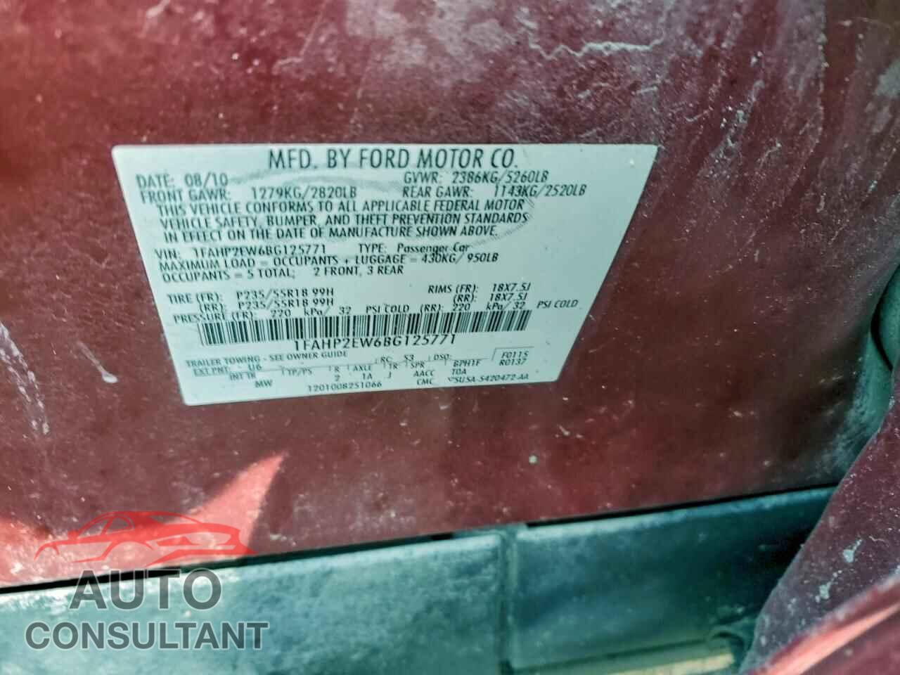 FORD TAURUS 2011 - 1FAHP2EW6BG125771