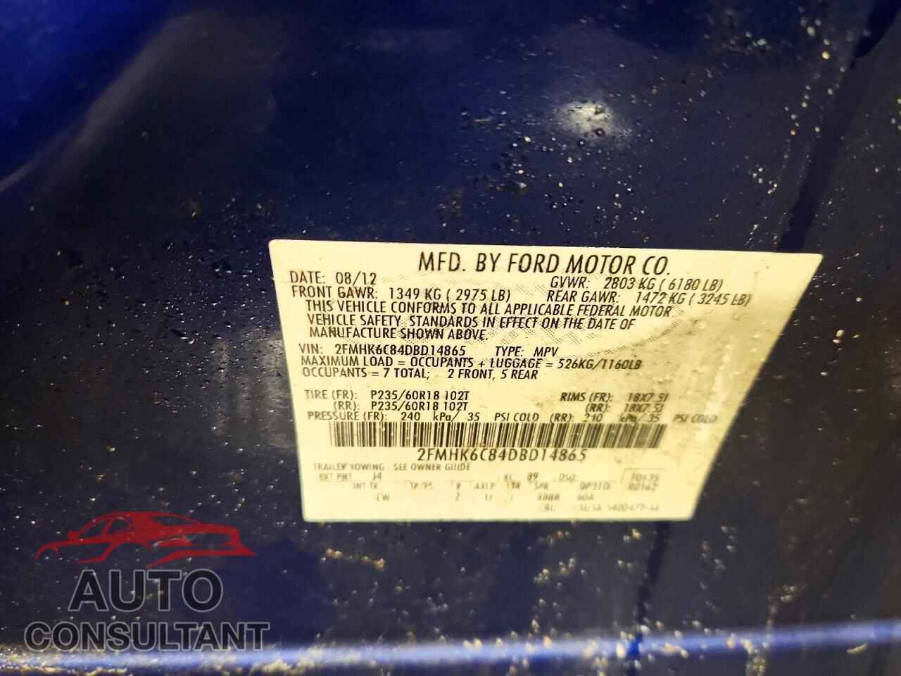 FORD FLEX 2013 - 2FMHK6C84DBD14865