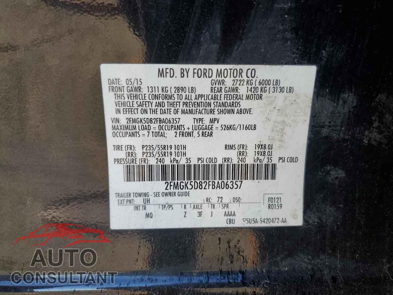 FORD FLEX 2015 - 2FMGK5D82FBA06357