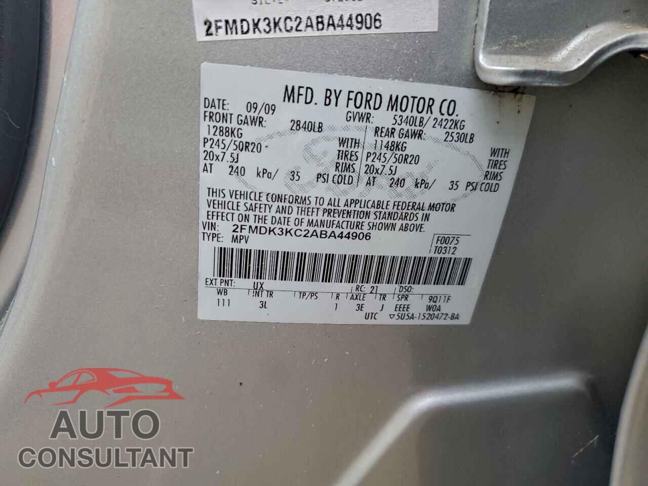 FORD EDGE 2010 - 2FMDK3KC2ABA44906