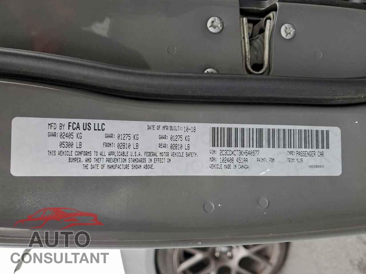 DODGE CHARGER 2019 - 2C3CDXCT3KH540977