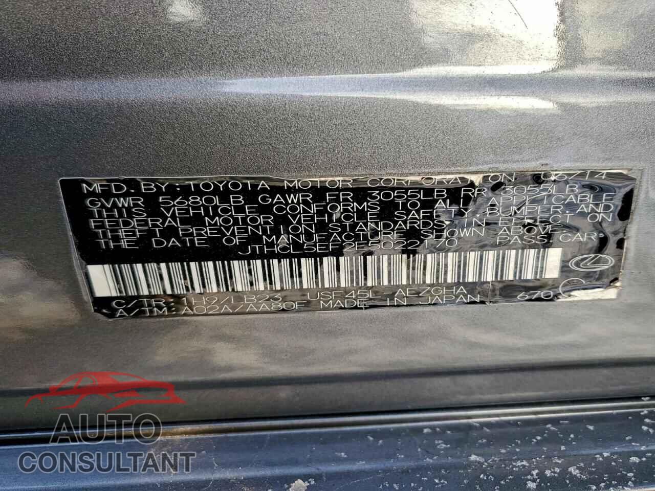 LEXUS LS460 2014 - JTHCL5EF2E5022170