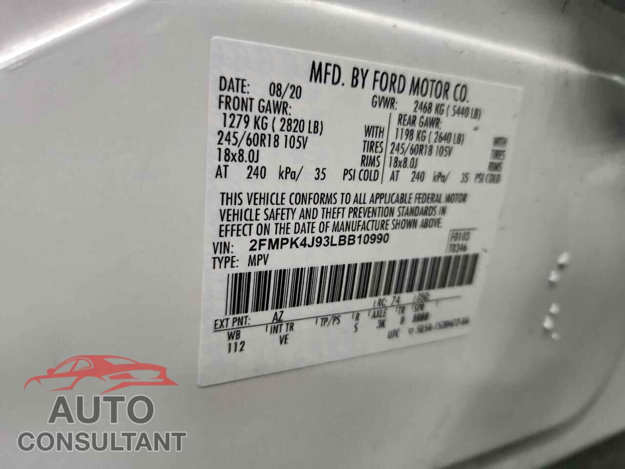FORD EDGE 2020 - 2FMPK4J93LBB10990