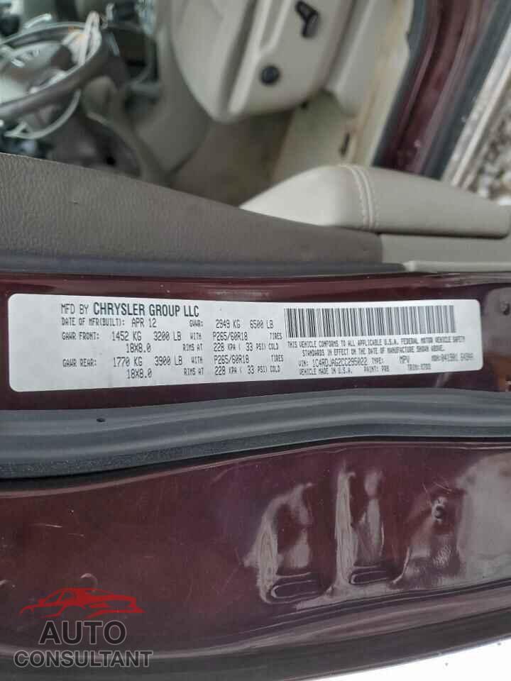 DODGE DURANGO 2012 - 1C4RDJAG2CC295022