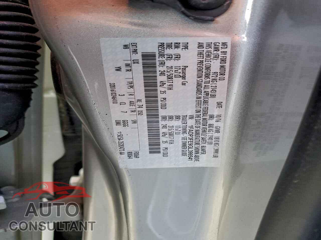 FORD FOCUS 2016 - 1FADP3FE9GL399541