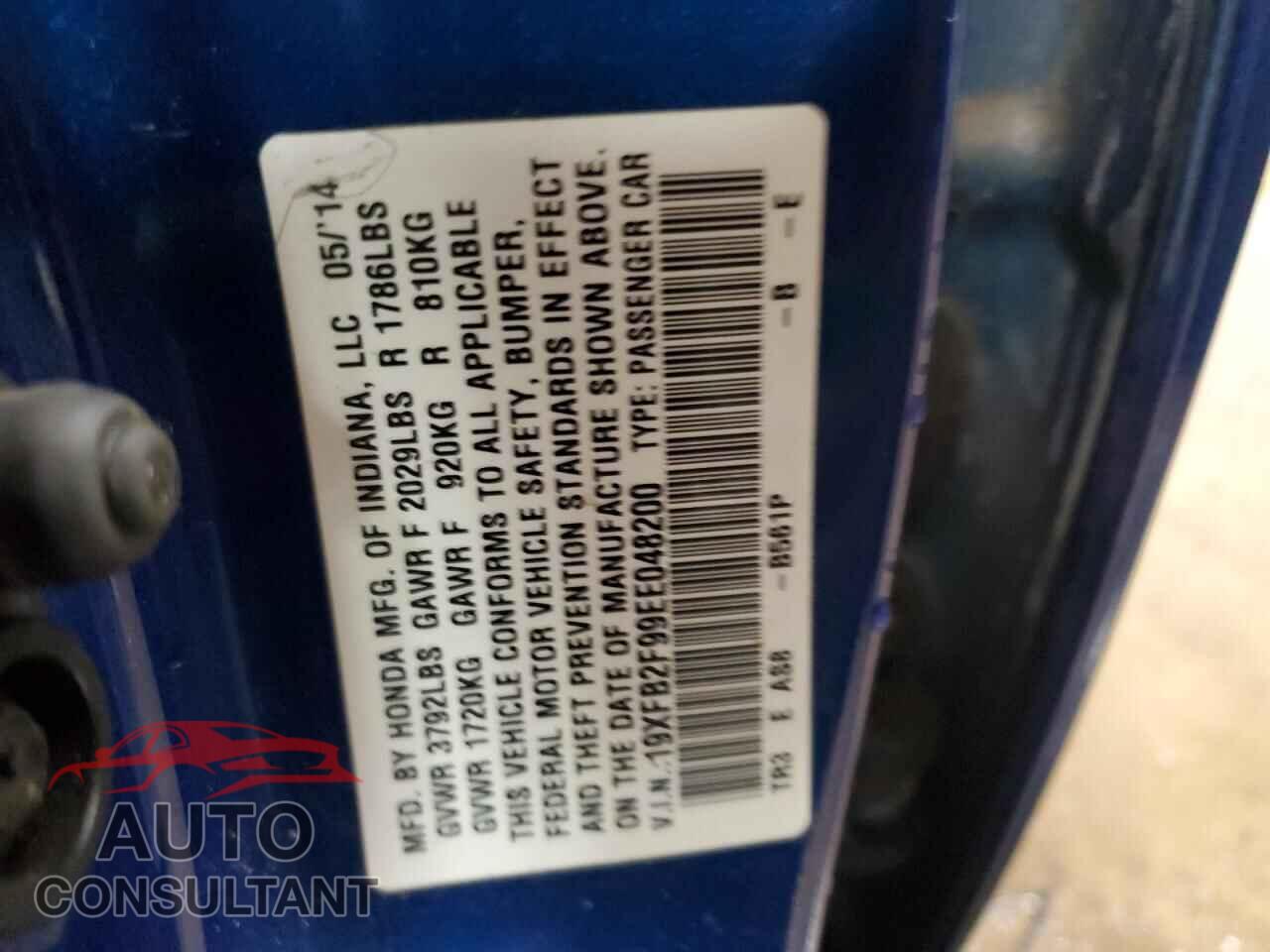 HONDA CIVIC 2014 - 19XFB2F99EE048200