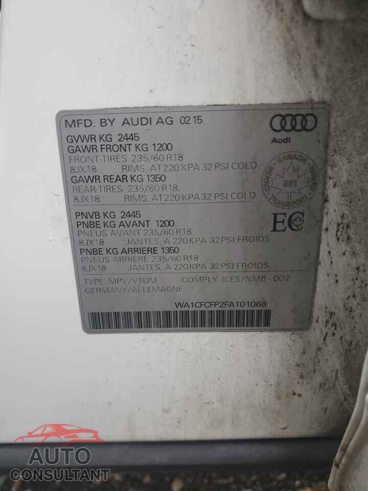 AUDI Q5 2015 - WA1CFCFP2FA101068