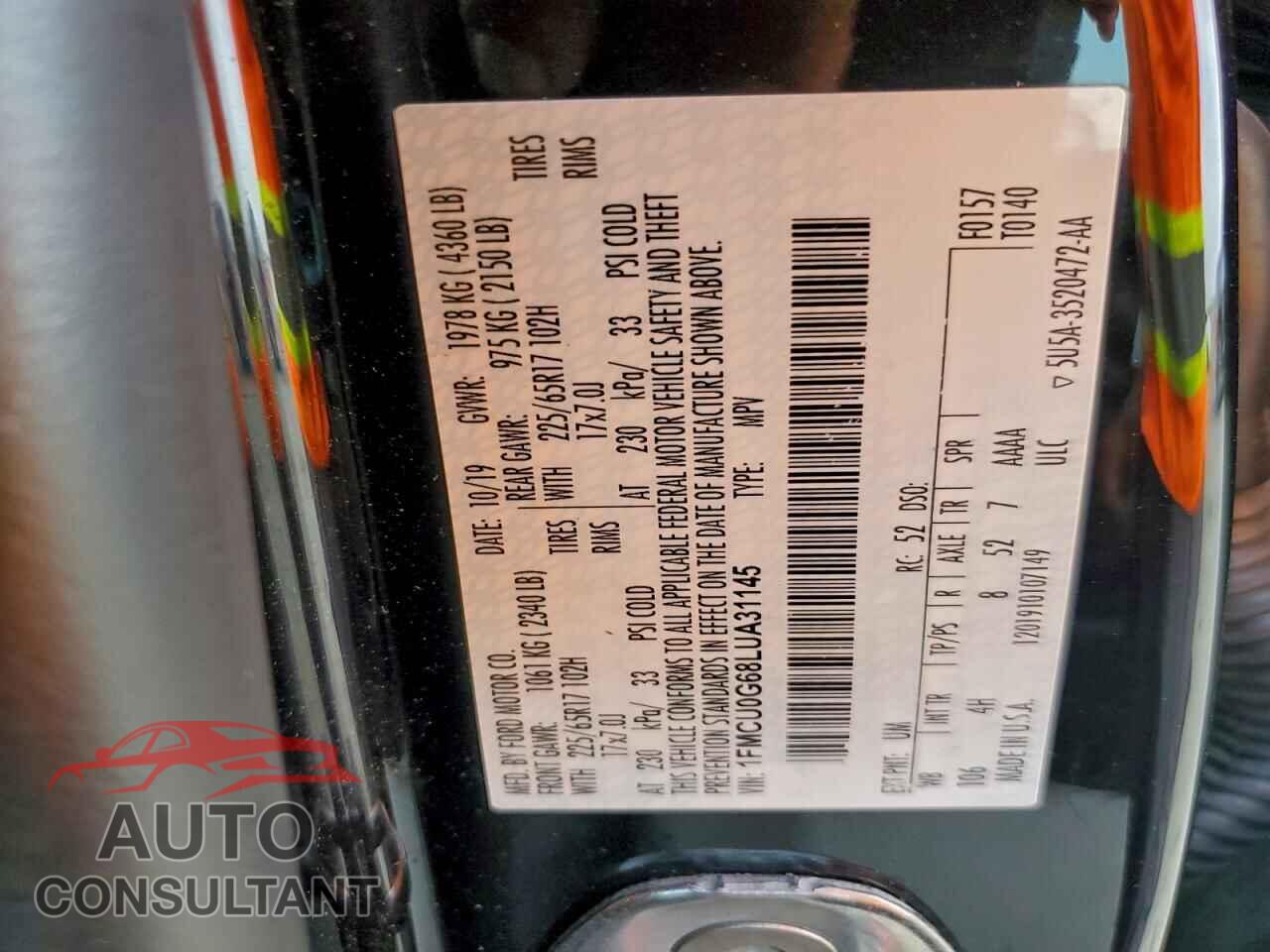FORD ESCAPE 2020 - 1FMCU0G68LUA31145