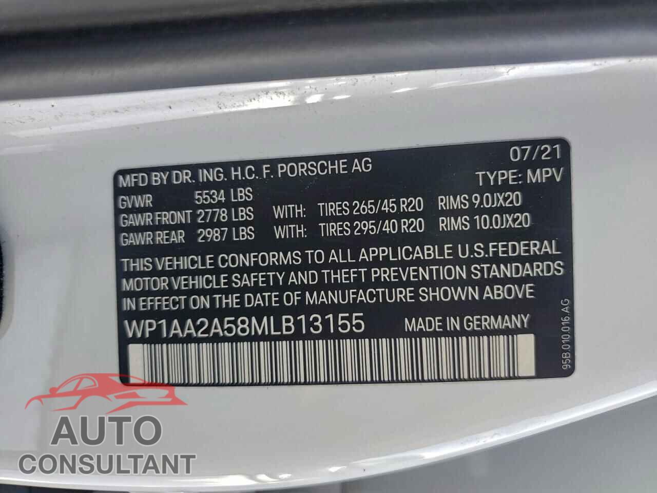 PORSCHE MACAN 2021 - WP1AA2A58MLB13155