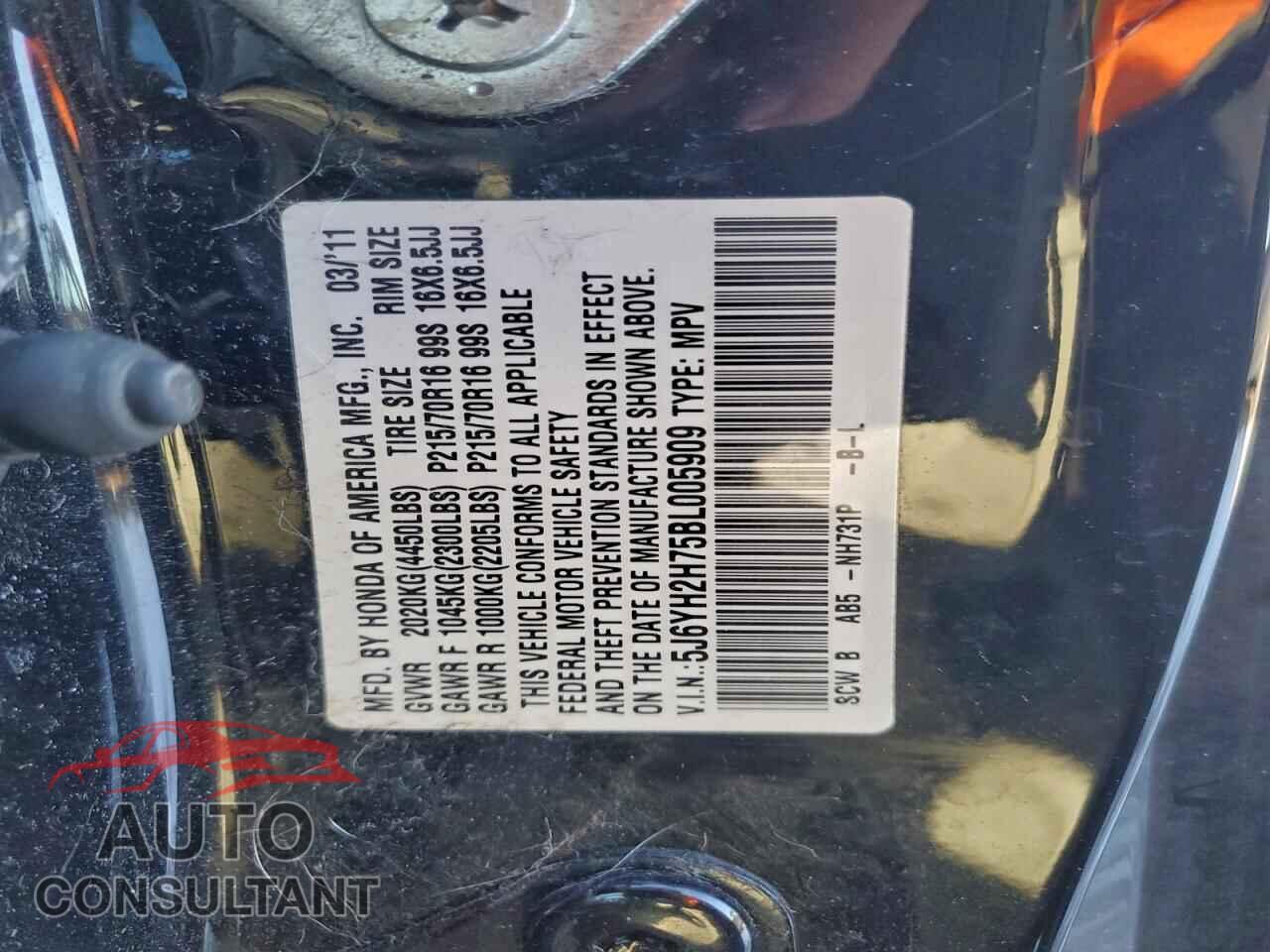 HONDA ELEMENT 2011 - 5J6YH2H75BL005909
