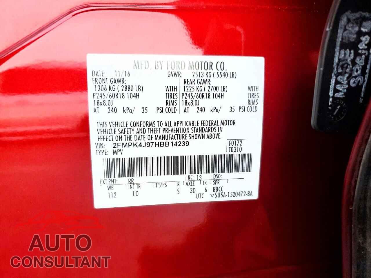 FORD EDGE 2017 - 2FMPK4J97HBB14239