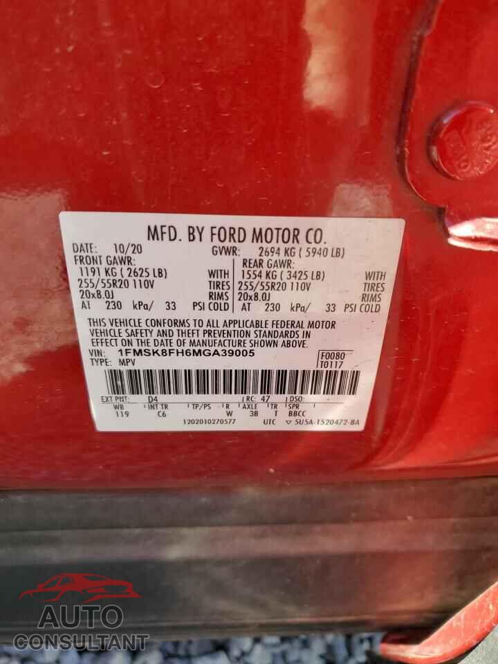 FORD EXPLORER 2021 - 1FMSK8FH6MGA39005
