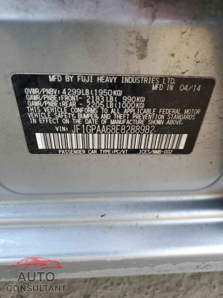 SUBARU IMPREZA 2014 - JF1GPAA68E8288982