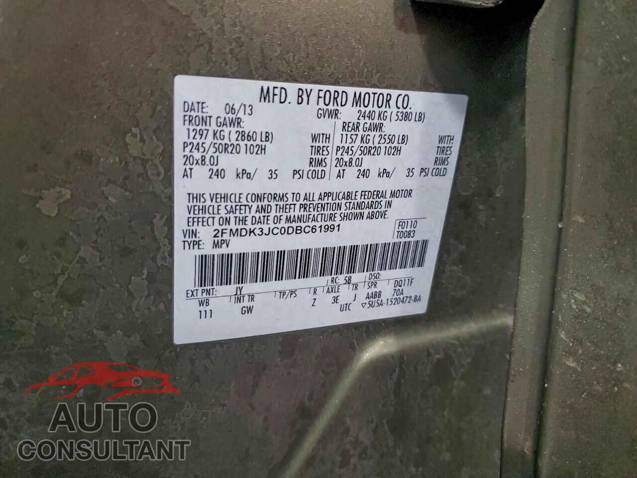 FORD EDGE 2013 - 2FMDK3JC0DBC61991