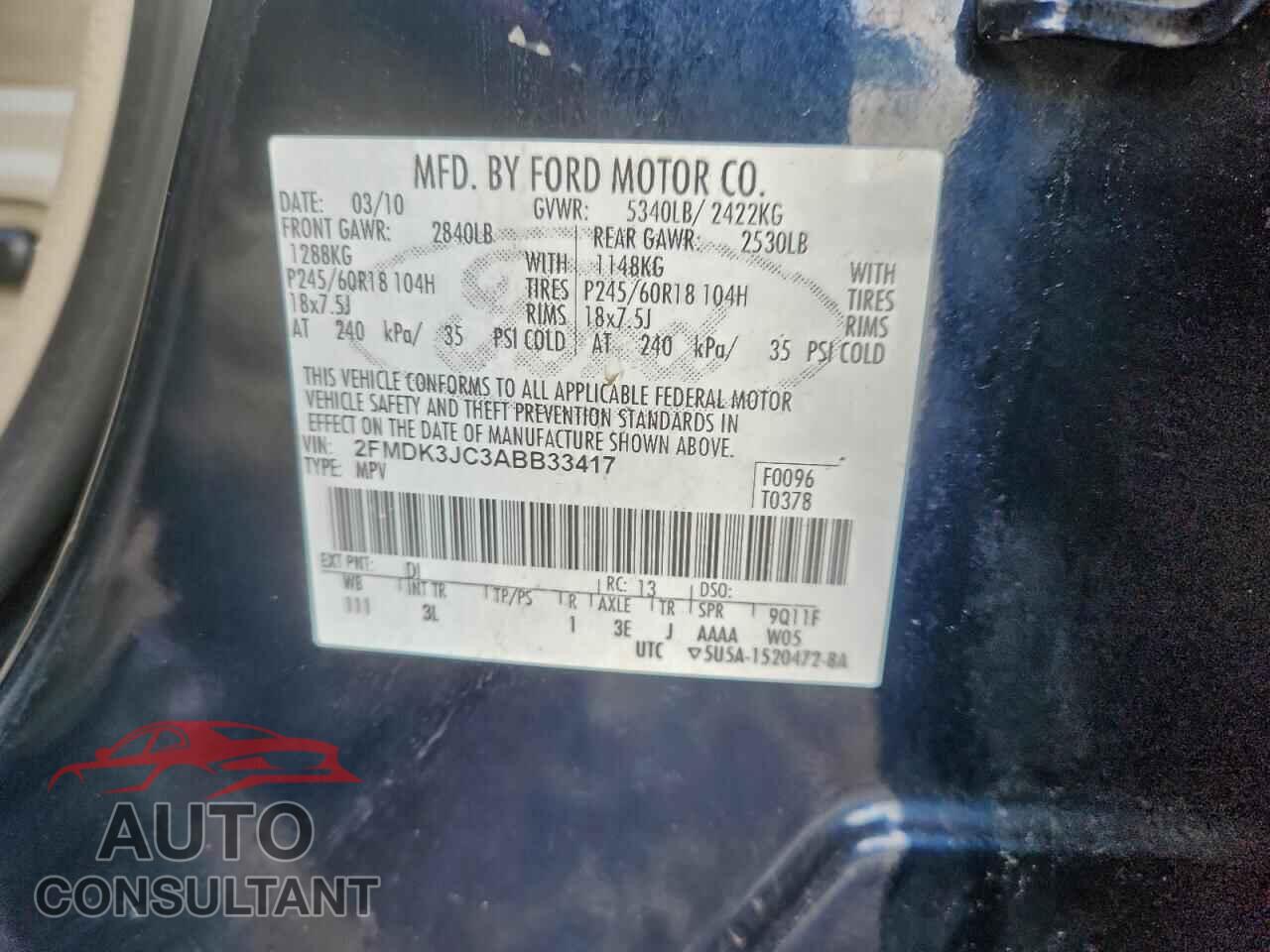 FORD EDGE 2010 - 2FMDK3JC3ABB33417