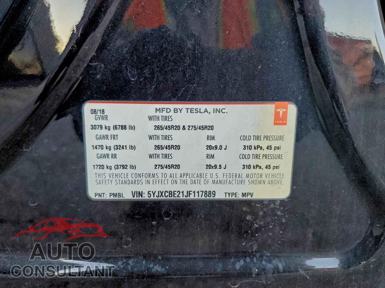 TESLA MODEL X 2018 - 5YJXCBE21JF117889