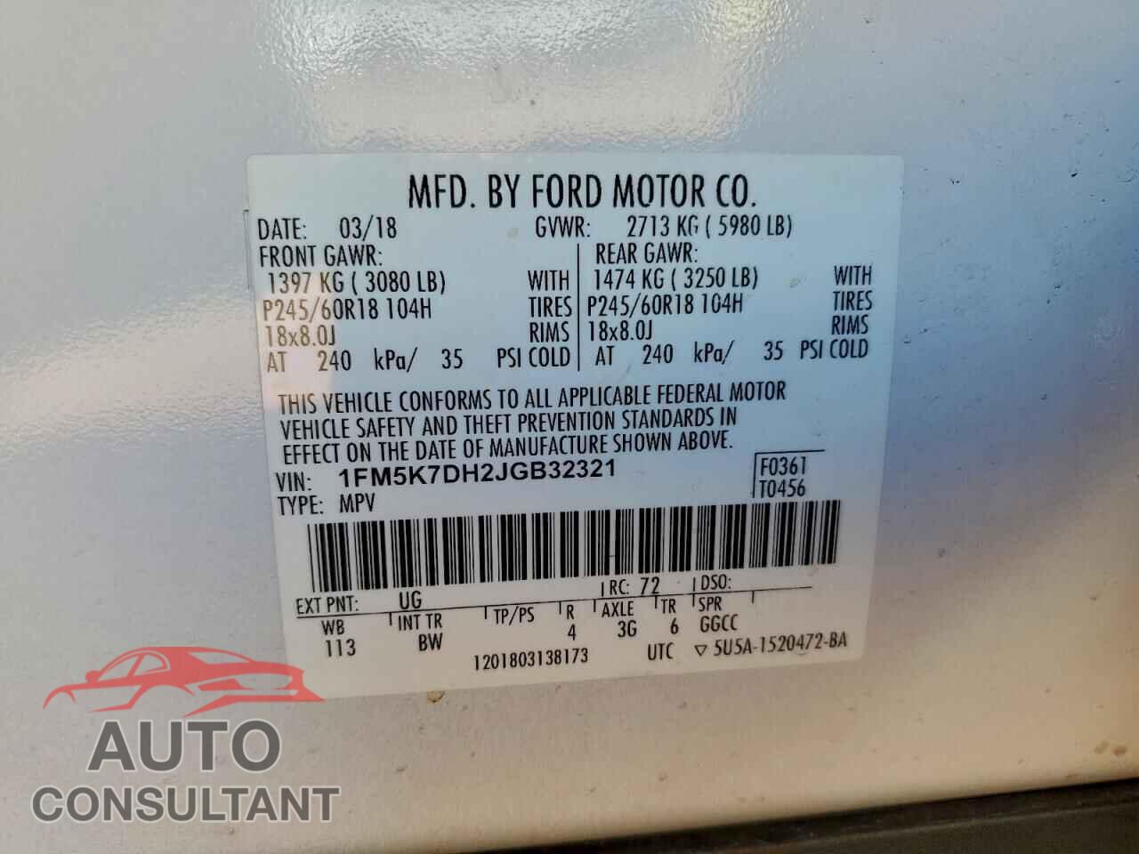 FORD EXPLORER 2018 - 1FM5K7DH2JGB32321