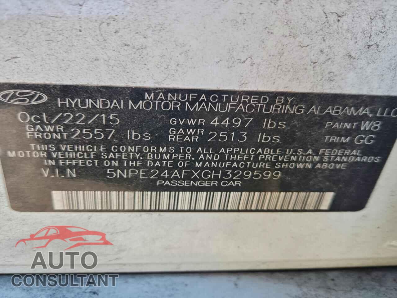 HYUNDAI SONATA 2016 - 5NPE24AFXGH329599