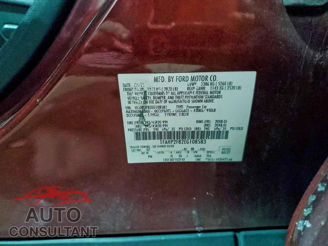 FORD TAURUS 2014 - 1FAHP2F82EG108583